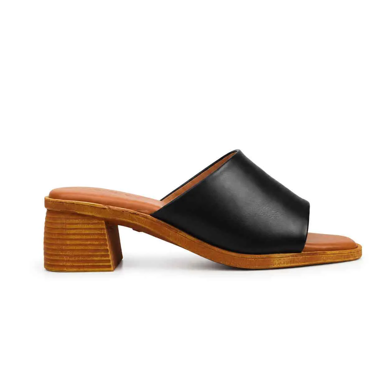 Sandale a demi talon pour femme 500-25 noir miniature